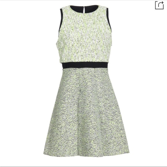 EUC Proenza Schouler lime green textured graphic mini dress w/ black accents Sz4 - Picture 1 of 8